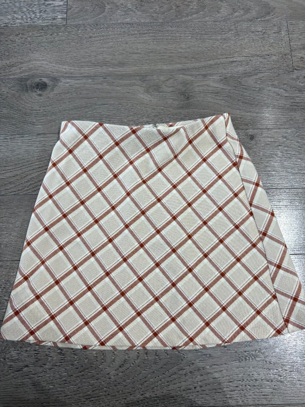 Wilfred Tan, Cream and White Checkered Mini Skirt